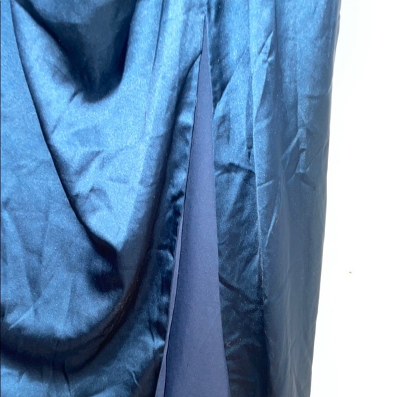 Lulu's Blue Slip Dress with Spaghetti Straps and Slit for Cocktail - Picture 3 of 6